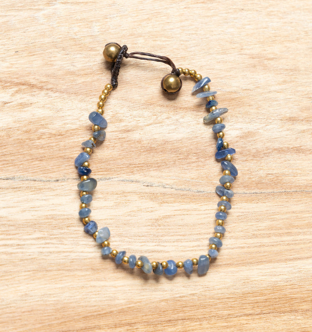 Crystal Healing Anklet - Calmness - Blue Agate - Organic