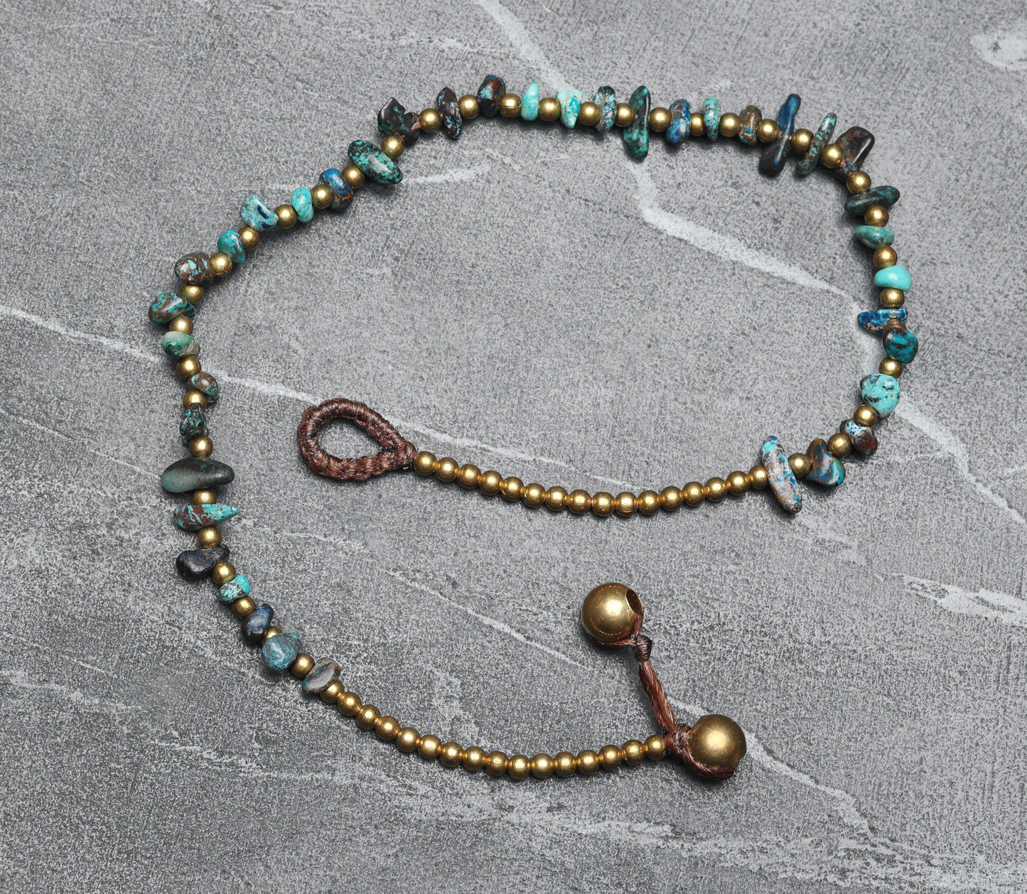 Crystal Healing Anklet - Joy - Chrysocolla - Organic
