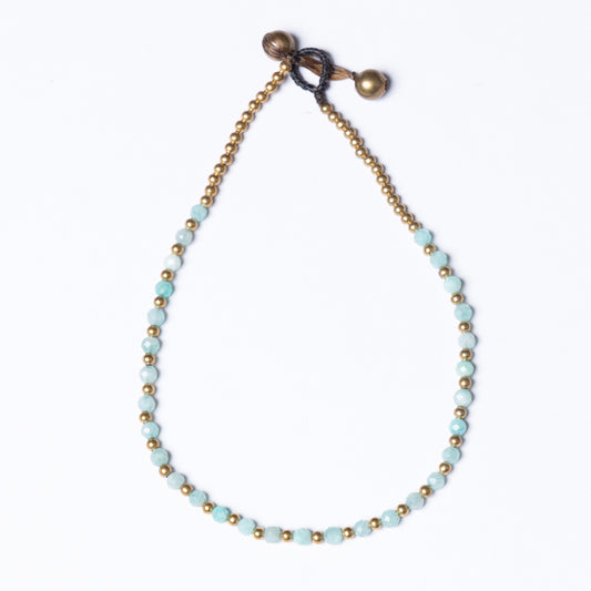 Crystal Healing Anklet - Health - Amazonite - Pure - Brass