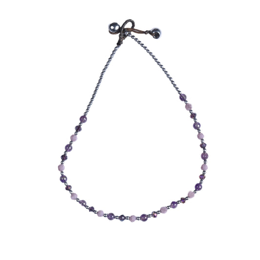 Crystal Healing Anklet - Anxiety - Amethyst - Hematite