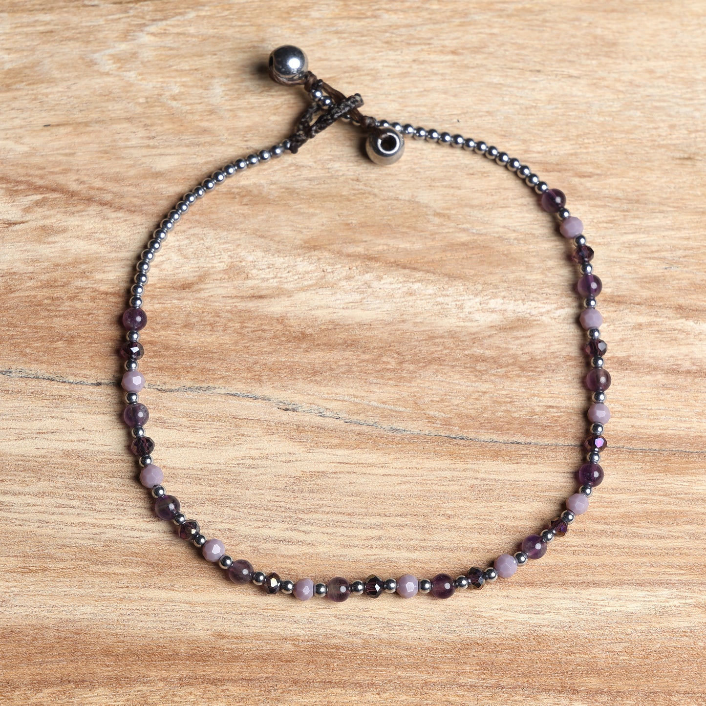 Crystal Healing Anklet - Anxiety - Amethyst - Hematite