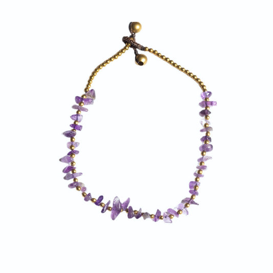 Crystal Healing Anklet - Anxiety - Amethyst - Organic