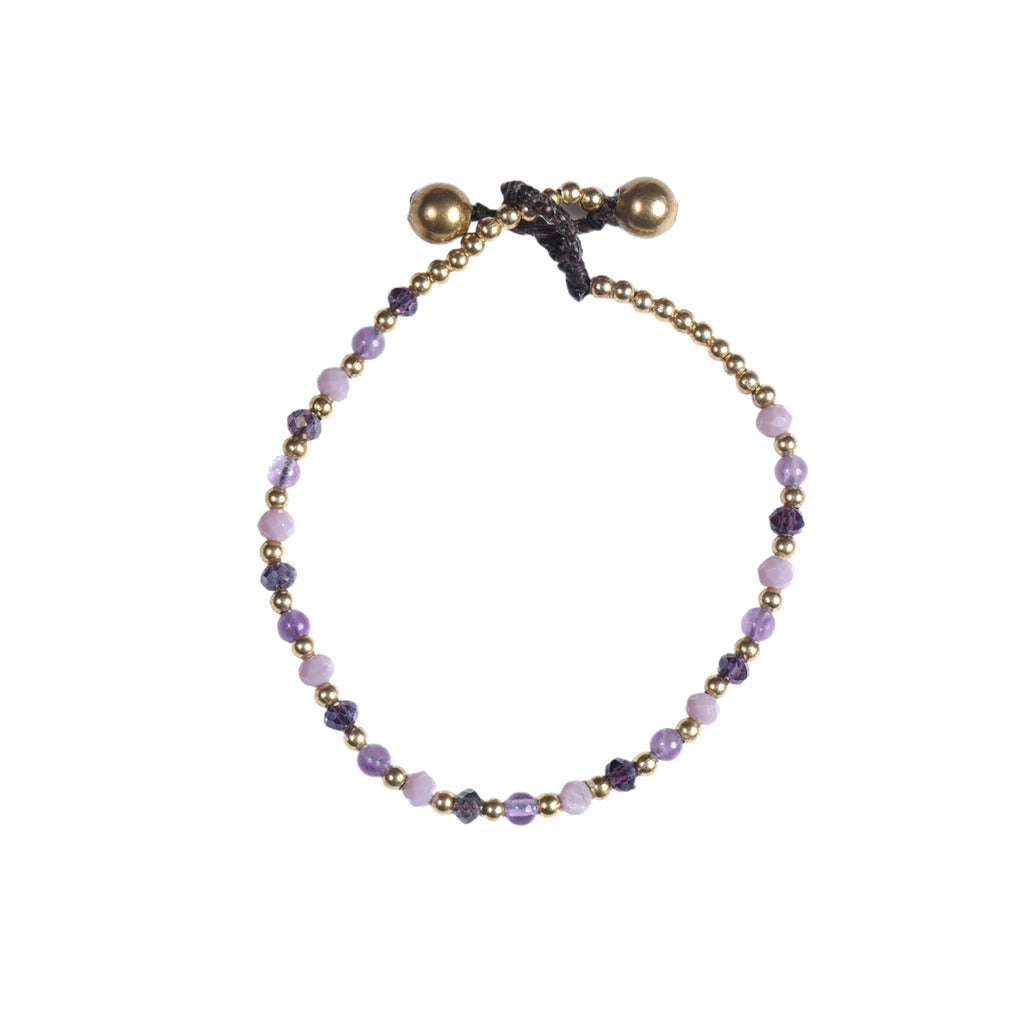 Crystal Healing Bracelet - Anxiety - Amethyst - Brass