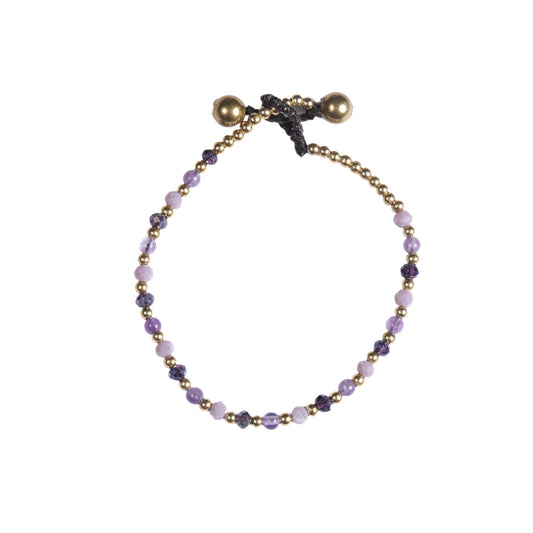 Crystal Healing Bracelet - Anxiety - Amethyst - Brass
