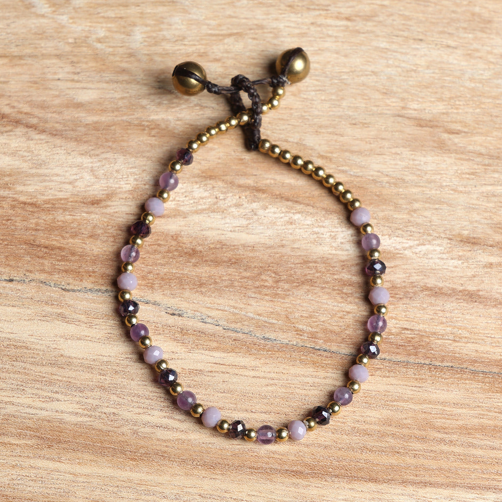 Crystal Healing Bracelet - Anxiety - Amethyst - Brass
