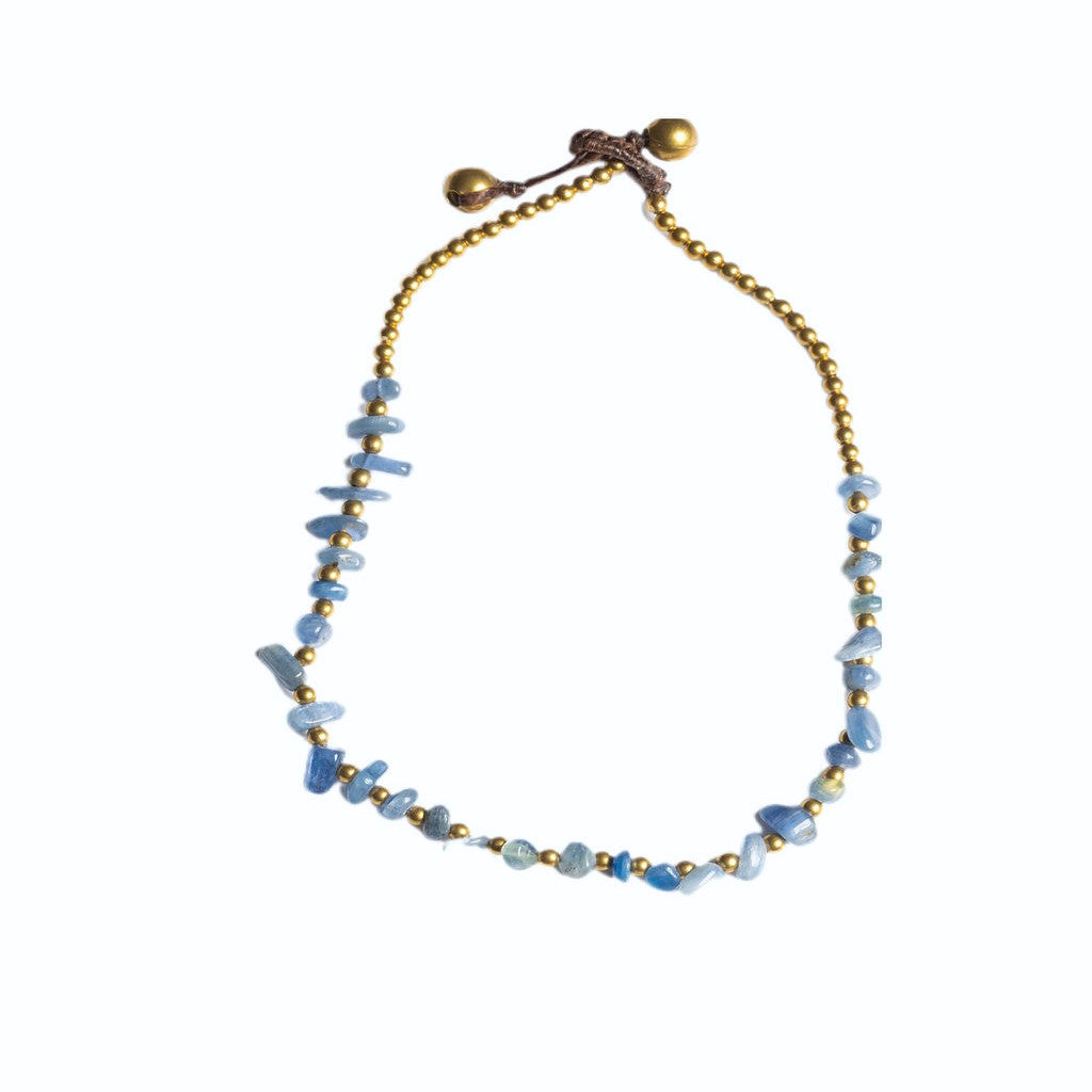 Crystal Healing Anklet - Calmness - Blue Agate - Organic