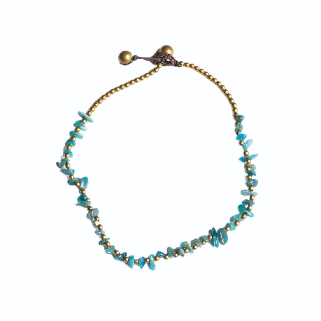 Crystal Healing Anklet - Calmness - Blue Apatite - Organic