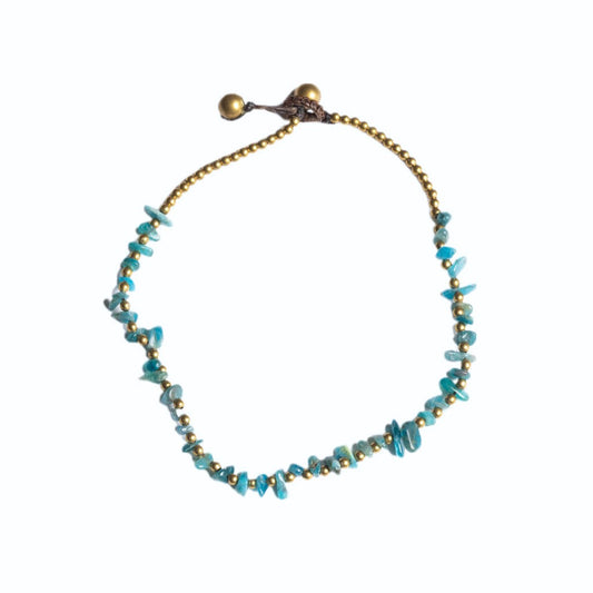 Crystal Healing Anklet - Calmness - Blue Apatite - Organic