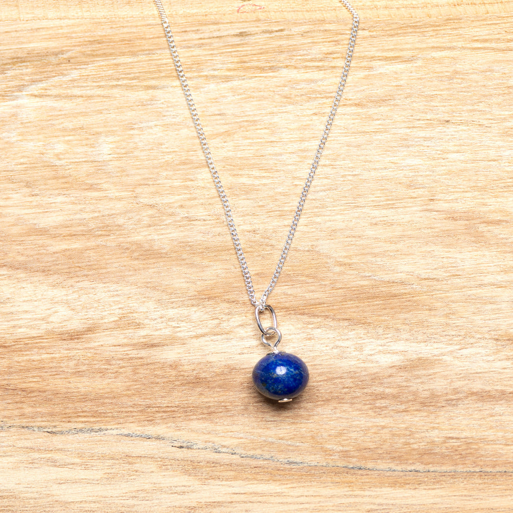 Lapis Ball Pendant on Sterling Silver Chain