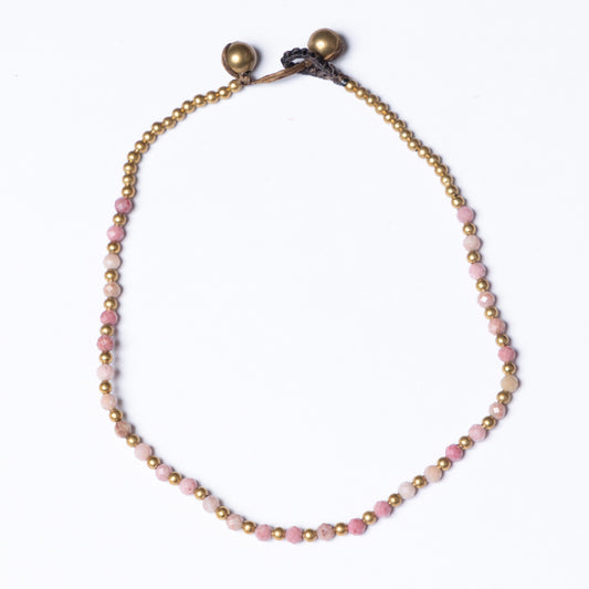 Crystal Healing Anklet - Friendship - Pink Tourmaline -  Pure