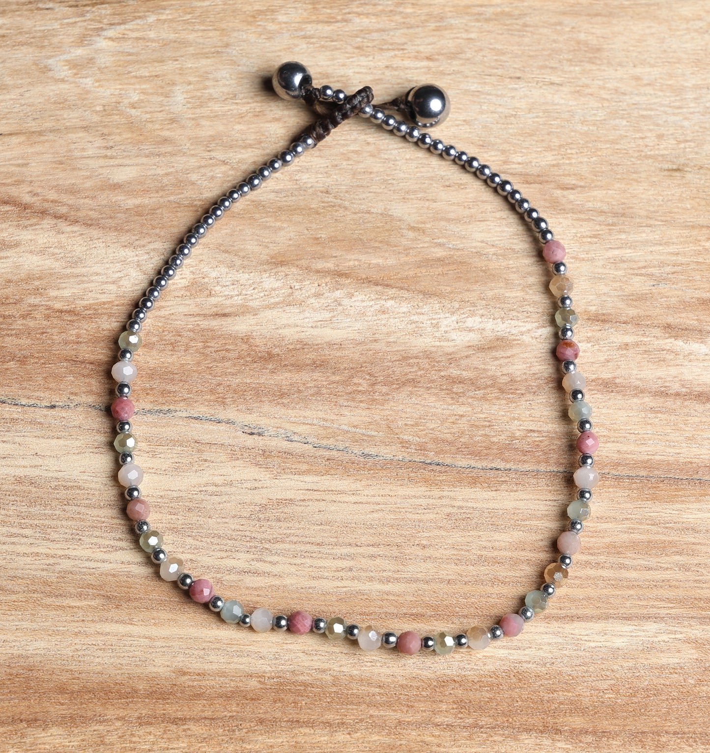 Crystal Healing Anklet - Balance - Rhodonite - Hematite