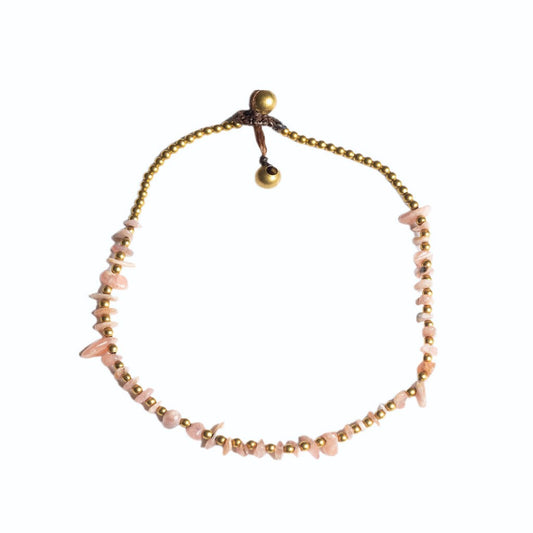 Crystal Healing Anklet - Balance - Rhodonite - Organic