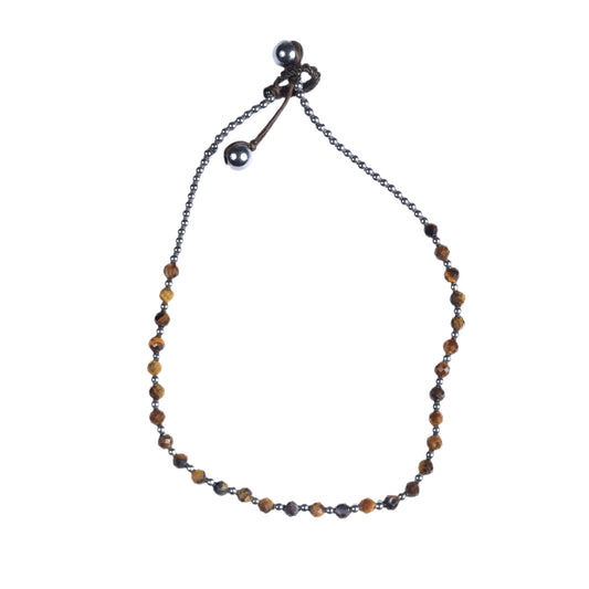 Crystal Healing Anklet - Courage - Tigers Eye - Hematite - Pure