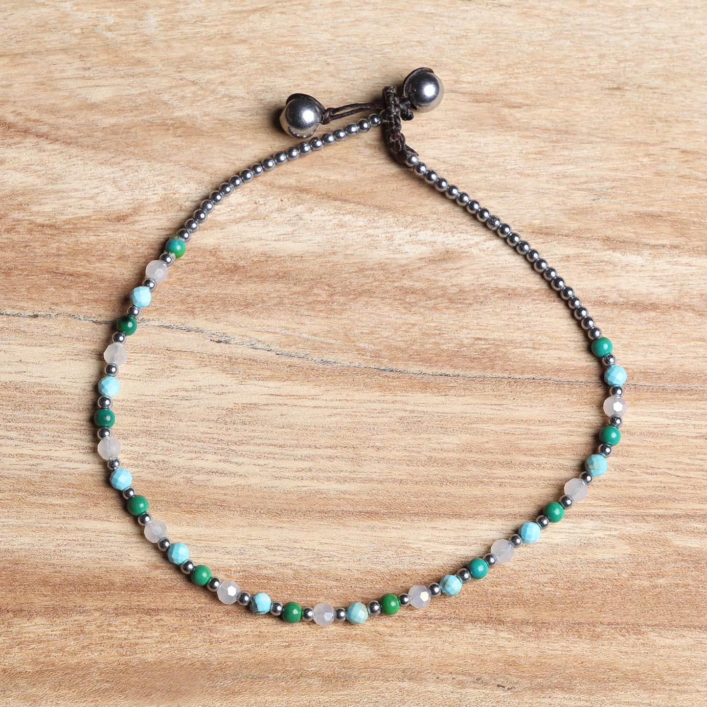 Crystal Healing Anklet - Luck  - Turquoise - Hematite