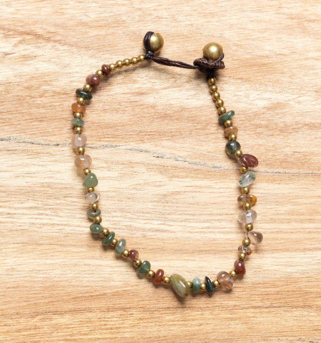 Mixed Jade Crystal Healing Anklet - Organic