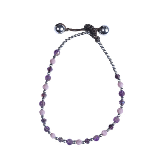 Crystal Healing Bracelet - Anxiety -  Amethyst & Hematite