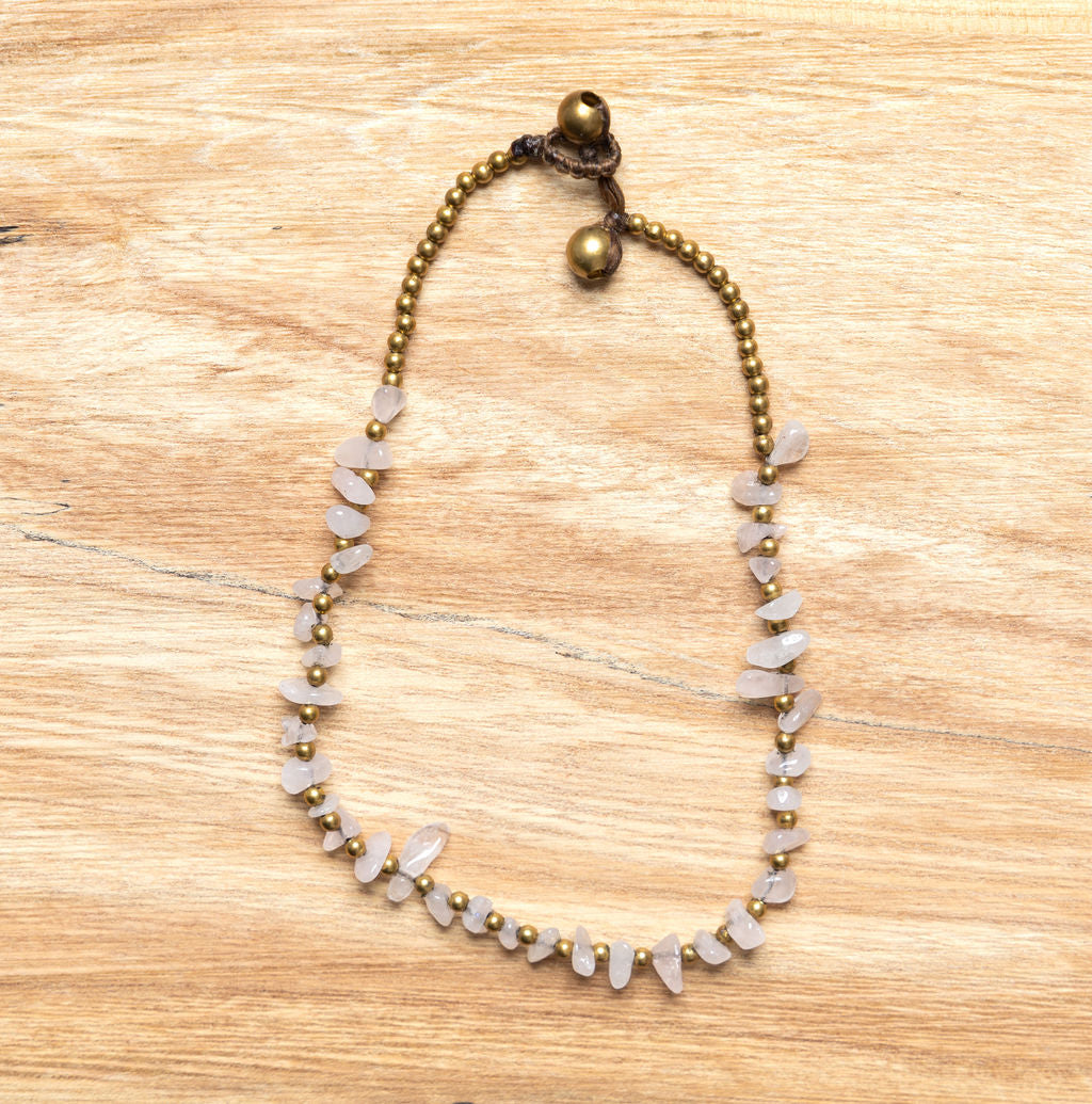 Crystal Healing Anklet - Stress - Moonstone - Organic