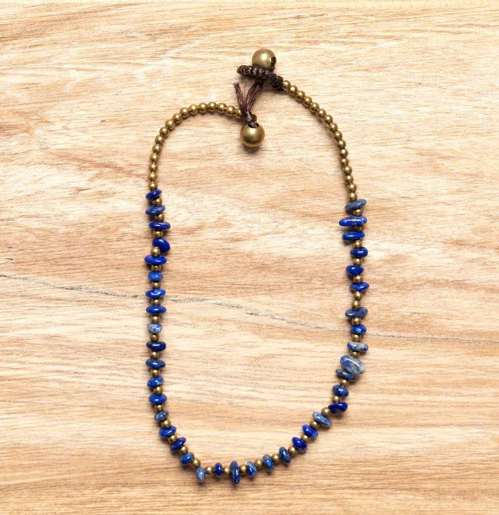 Crystal Healing Anklet - Insecurity - Lapis - Organic