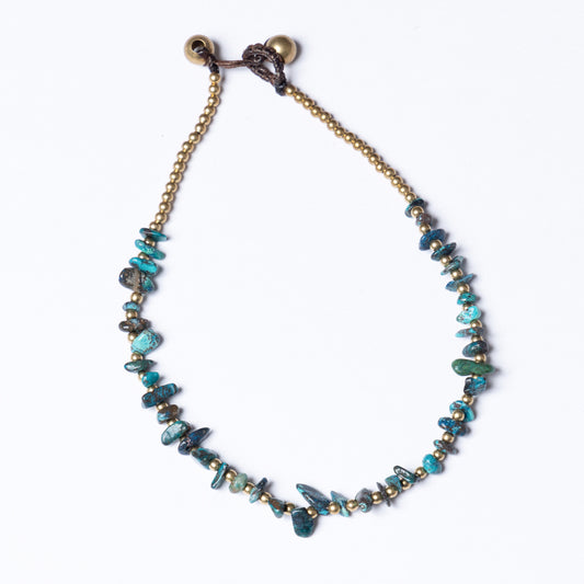 Crystal Healing Anklet - Joy - Chrysocolla - Organic