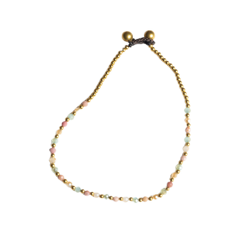 Crystal Healing Anklet - Balance - Rhodonite - Pure